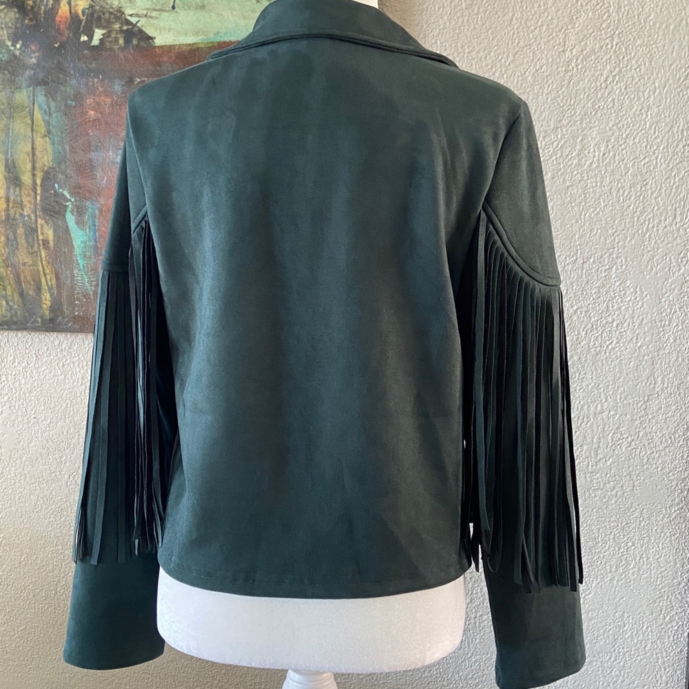 Sale! Dark Green Trendy Fringe Jacket, size M. New - Picture 7 of 15
